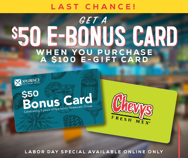 Last Day! Get a 50 EBonus Card with a 100 EGift Card Purchase El